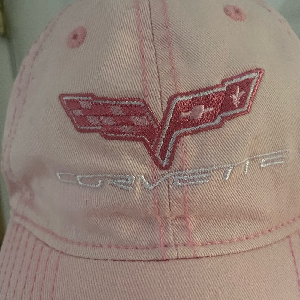 Corvette Women's Soft Pink Embroidered Corvette Hat - Picture 2 of 3